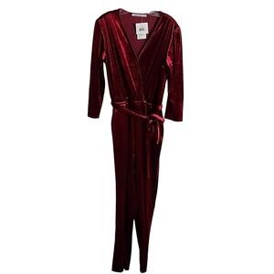 NWT Fraiche by J Velvet Faux Wrap Jumpsuit
